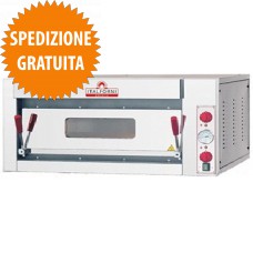 Forno Pizzeria 6 Pizze a 1 Camera Elettrico, Piano in Refrattario con Frontale Inox